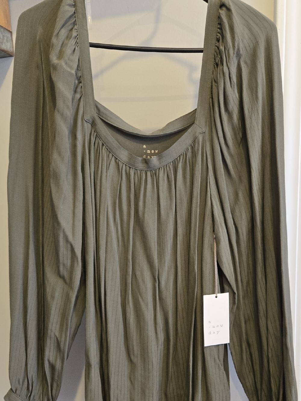 a new day Olive Green Long Sleeve Peasant Top
